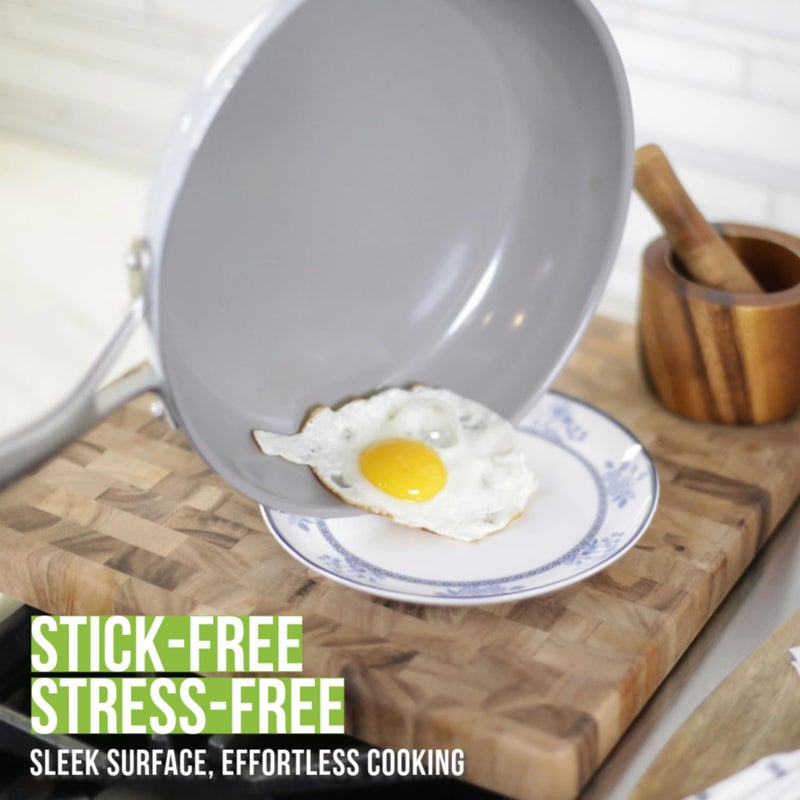 TECHEF - CeraTerra 8" & 12" Ceramic Nonstick Frying Pan Skillet, (PTFE, PFAS, and PFOA Free), Dishwasher Oven Safe, Stainless Steel Handle, Induction-Ready, Made in Korea (2-Piece Set) - Image 3